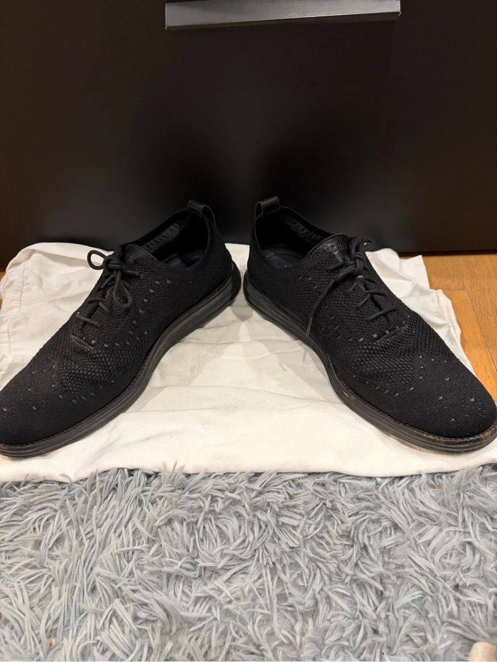 Cole Haan Black Knit Lace-Up Oxfords